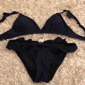 Ruffled Navy Bikini